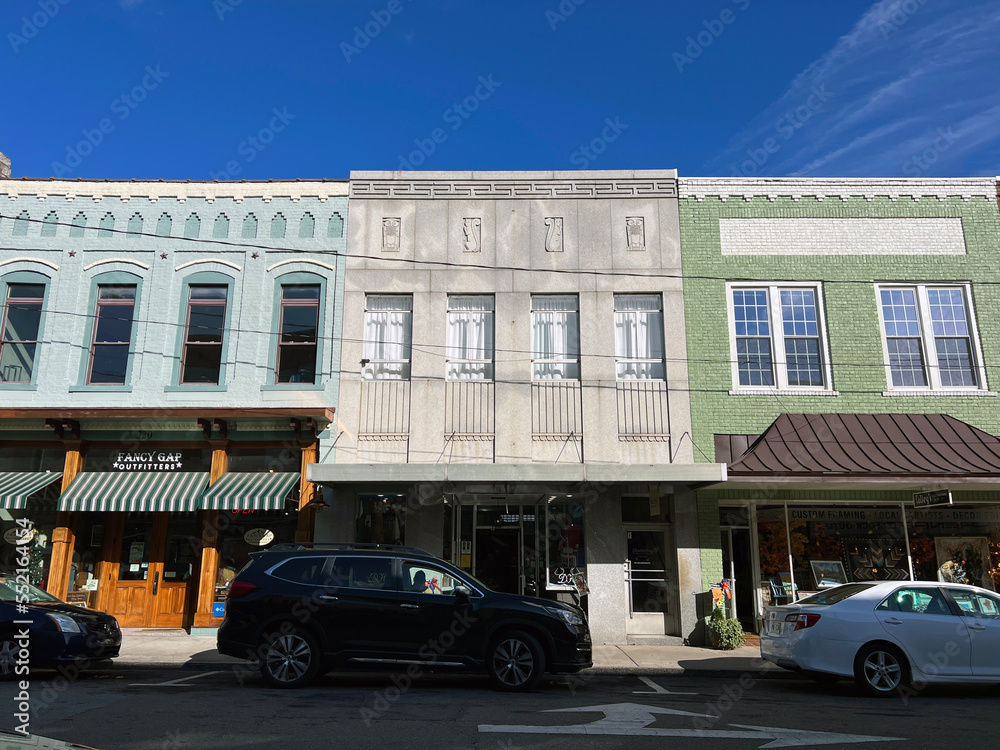 Street scene in Mt. Airy, North Carolina USA, birthplace of Andy 
