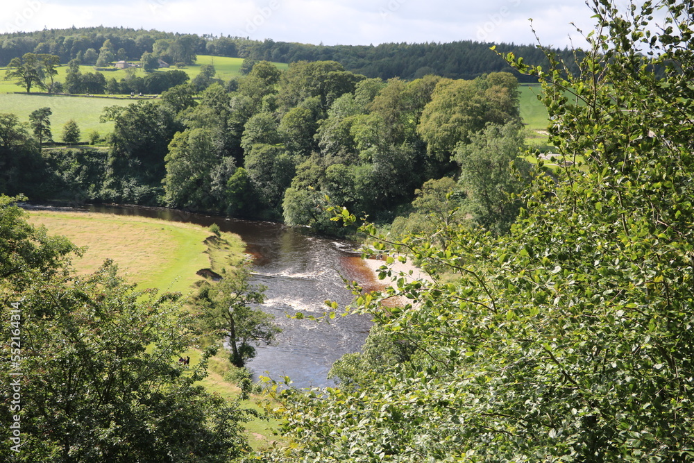 View to River Wharfe around Bolton Abbey, England Great Britain