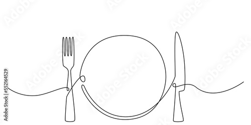 Decoration continuous line hand drawing element table set for wedding menu, photo book, invitations. Vector stock illustration isolated on white background. Editable stroke single line. 