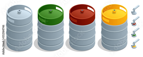 Isometric Brewing, Craft beer brewing equipment in privat brewery. Modern Beer Factory. Steel tanks for beer fermentation and maturation.