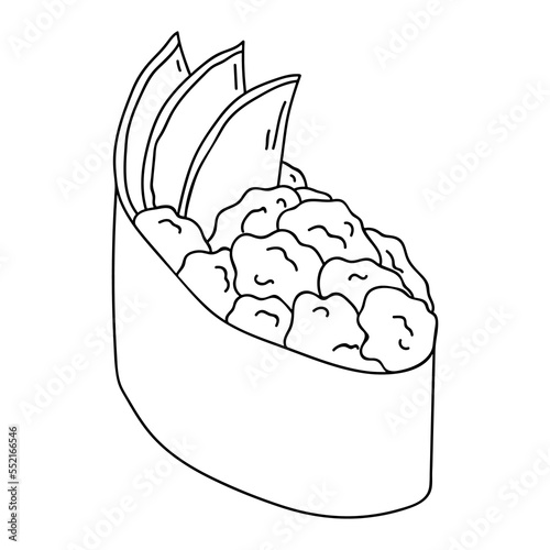 Hand drawn gunkan maki sushi clipart. Japanese traditional cuisine dishes. Asian food