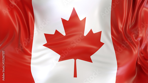 Canada flag with reflections. Country. 3d render illustration