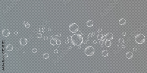 Collection of realistic soap bubbles. Bubbles are located on a transparent background. Vector flying soap bubble. Bubble PNG Water glass bubble realistic png