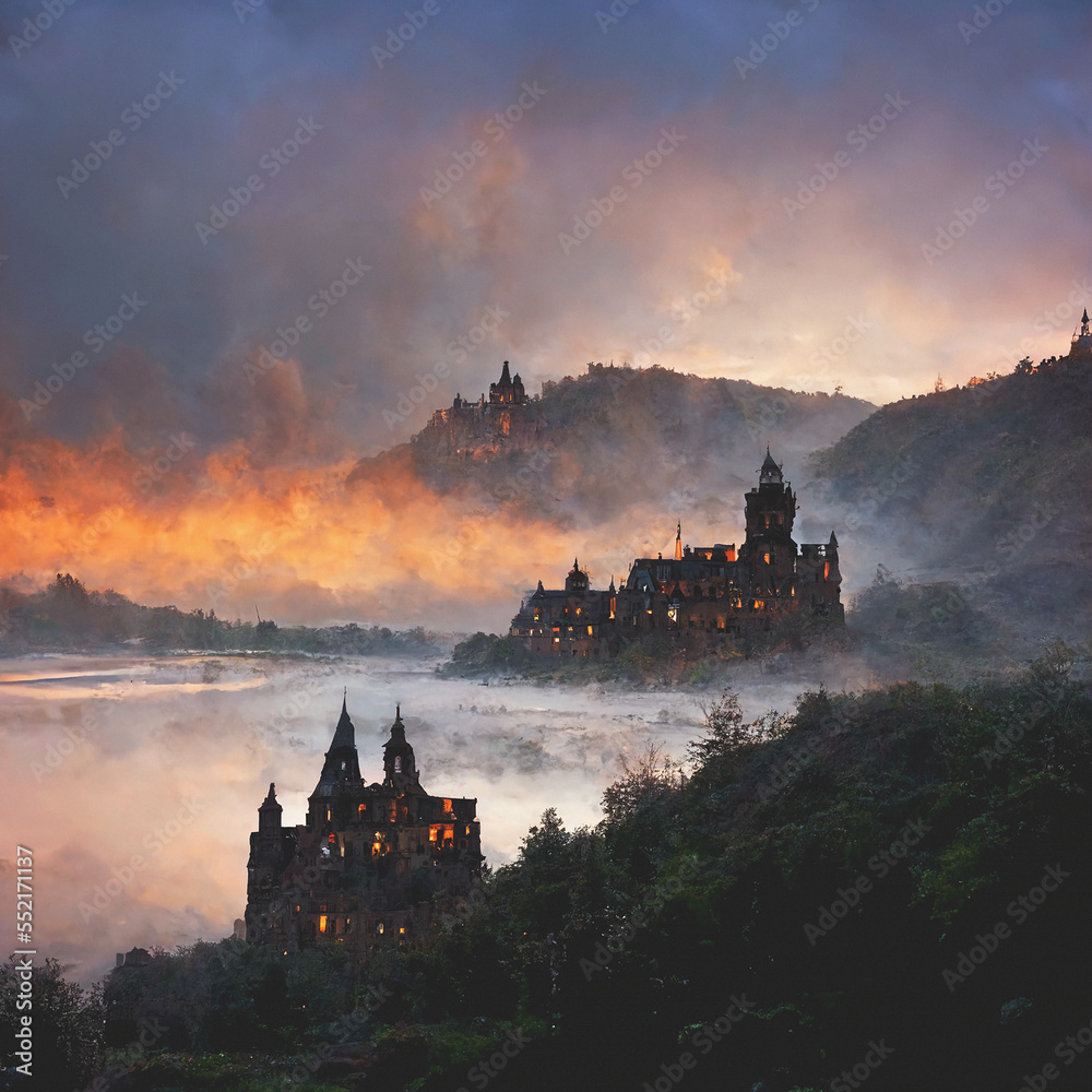 Fototapeta premium Medieval Castle - Generative AI