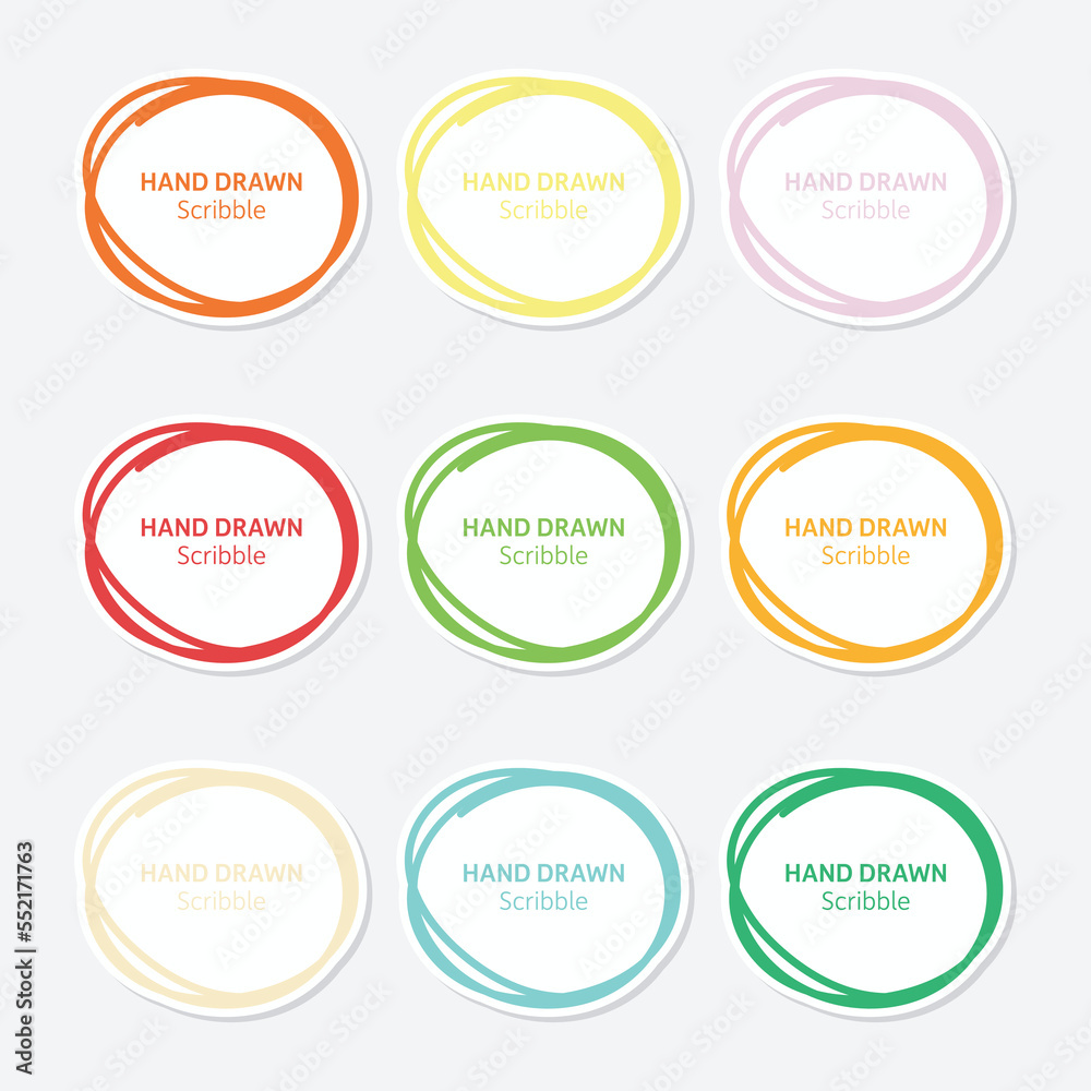 Set of hand drawn scribble sticker Set of hand drawn scribble sticker