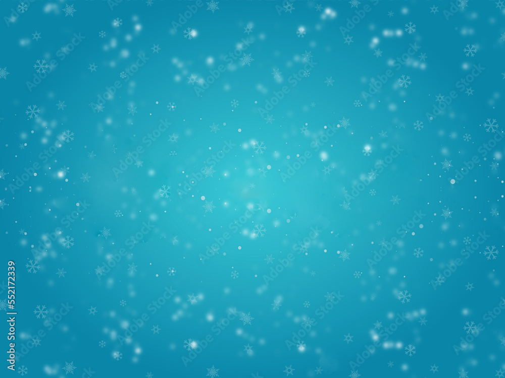 Blue abstract Christmas background with snows, winter concept