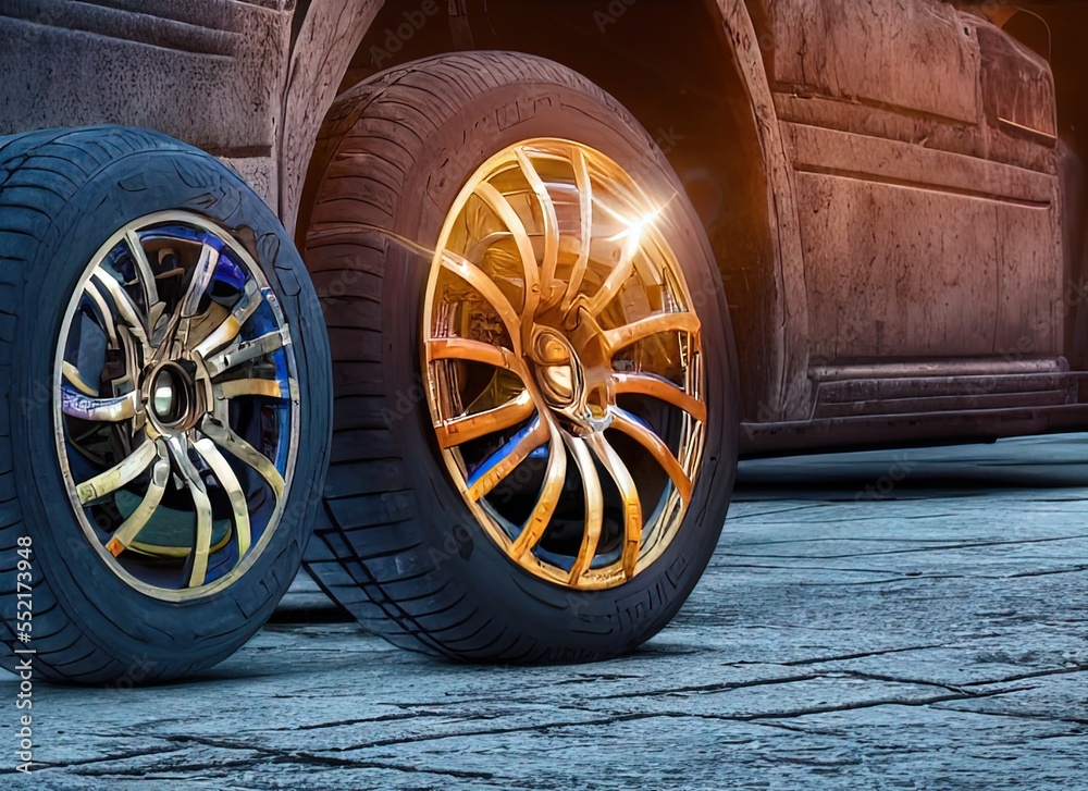 Pneumatic Tire Invention. Fictional Artist Depiction Stock Illustration