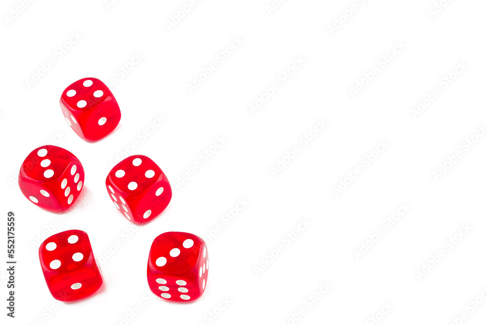 photo of red casino dice on white background photo of red casino dice on white background