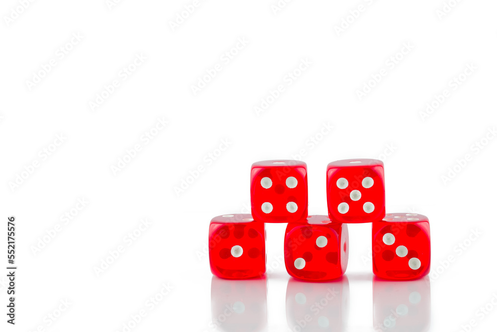 photo of red casino dice on white background photo of red casino dice on white background