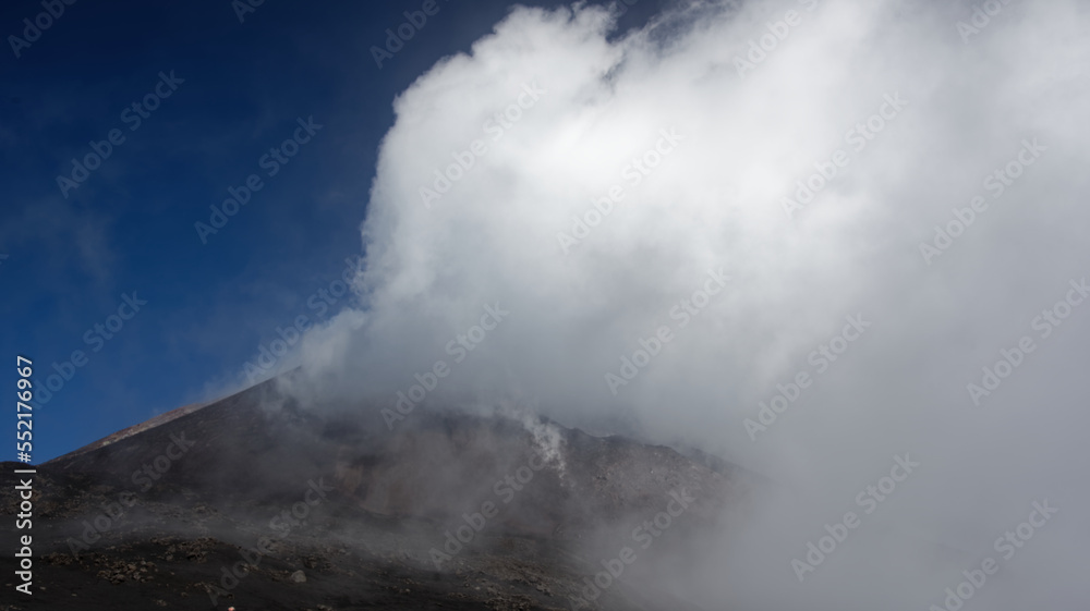 Obraz premium Mount Etna, one of the world's most active volcanoes, in October, currently inactive