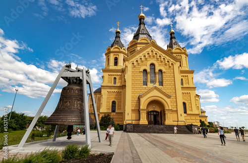  Alexander Nevsky New Fair Cathedral. Cathedral of the Holy Prince Alexander Nevsky. Cathedral on Strelka in Nizhny Novgorod. photo