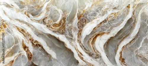 Luxury white gold marble texture background. Panoramic marble texture design. Liquid marble with golden glitter texture. Generative AI