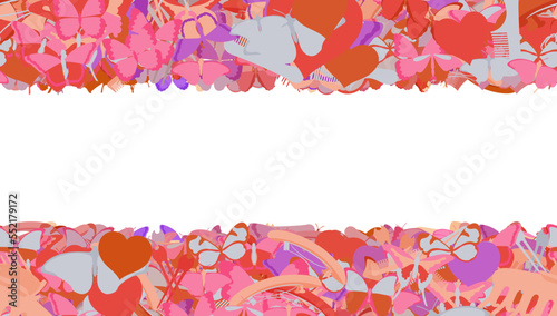 Background pattern abstract design texture. Horizontal seamless stripes. Border frame, transparent background. Theme is about drawing, wing, wild, decoration, colorful, graphic, spring, nature