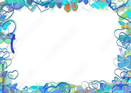 Background pattern abstract design texture. Border frame, transparent background. Theme is about wildlife, graphic, repeat, delicate, exotic, gorgeous, hearts, slip, silhouette, fly, clip