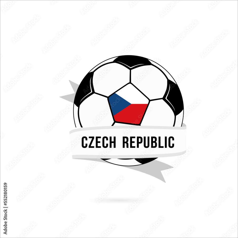 Soccer ball minimal design with Czech Republic flag. Flag of Czech Republic in a soccer ball with the text Czech Republic on the ribbon. Vector illustration eps10 Soccer ball minimal design with Czech Republic flag. Flag of Czech Republic in a soccer ball with the text Czech Republic on the ribbon. Vector illustration eps10