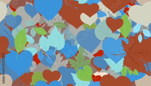 Background pattern abstract design texture. Seamless. Theme is about beech, flora, garden, romance, linden, tree, love, birch, greenery, apple, seasons, maple, natural, relations, redbud