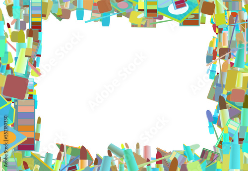 Background pattern abstract design texture. Border frame, transparent background. Theme is about tones, toiletry, maquillage, ointment, powder, beauty, nail polish, cosmetics, salon, parlor
