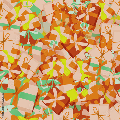 Background pattern abstract design texture. Seamless. Theme is about , gorgeous, love, parcel, birthday, fly, box, celebrate, surprise, silhouette, give, wrapped, tropical, merry, vector