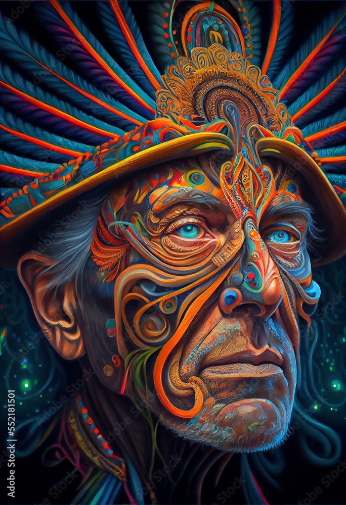 Generative AI abstract render of an old mage Generative AI abstract render of an old mage