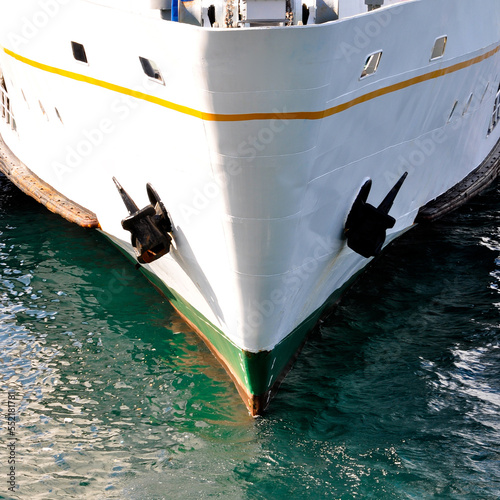 White cruise ship ferry transport, Sirkeci Istanbul Turkey photo