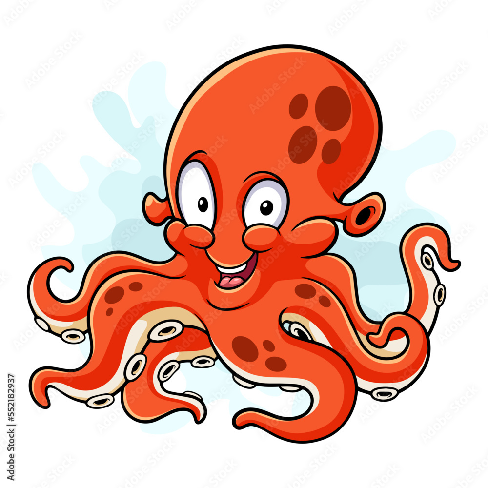 Cartoon funny octopus isolated on white background Cartoon funny octopus isolated on white background