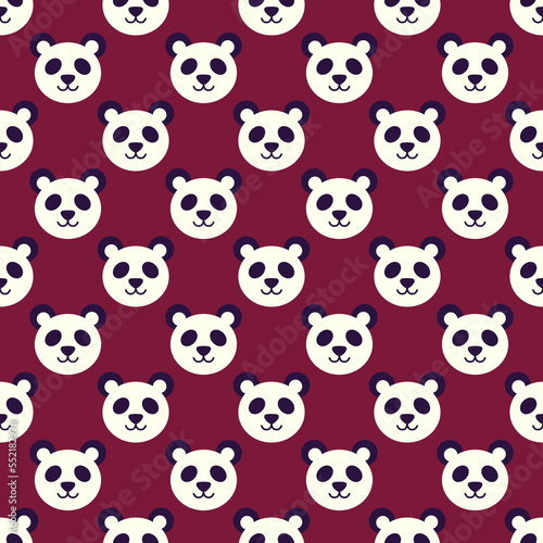 Seamless vector pattern of panda head for printing and wrapping