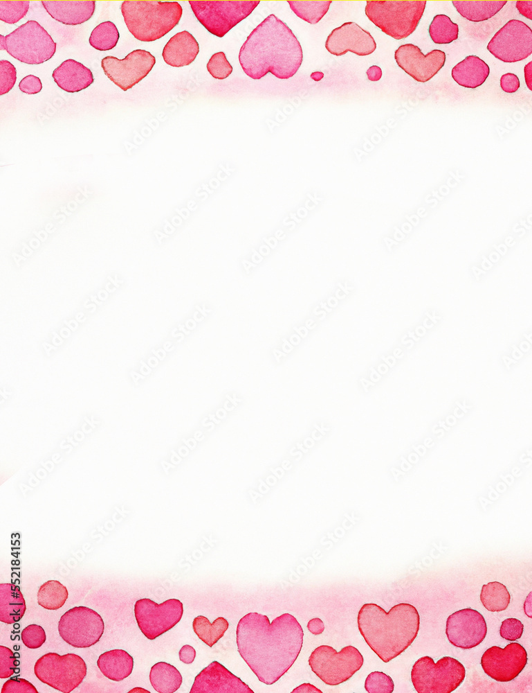 Love letter background with romantic pink hearts on paper background generative ai illustration