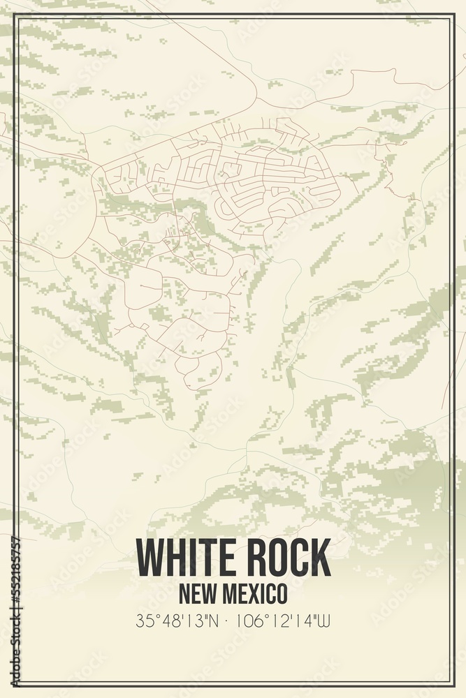 Retro US city map of White Rock, New Mexico. Vintage street map.