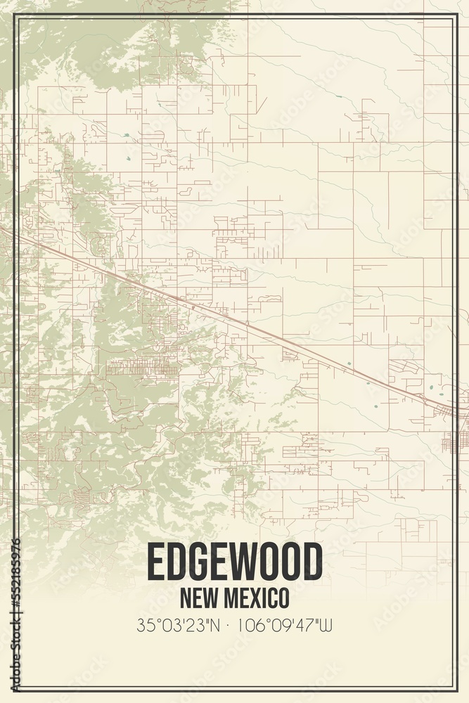 Fototapeta premium Retro US city map of Edgewood, New Mexico. Vintage street map.