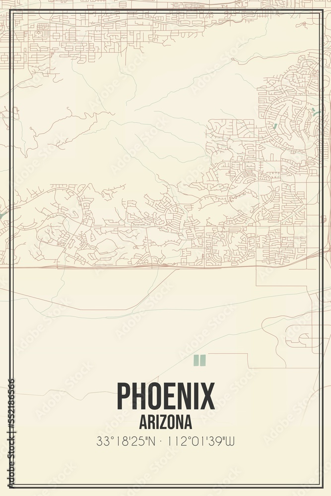 Obraz premium Retro US city map of Phoenix, Arizona. Vintage street map.