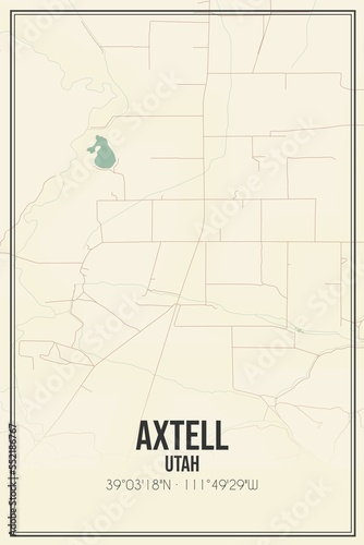 Retro US city map of Axtell, Utah. Vintage street map. photo