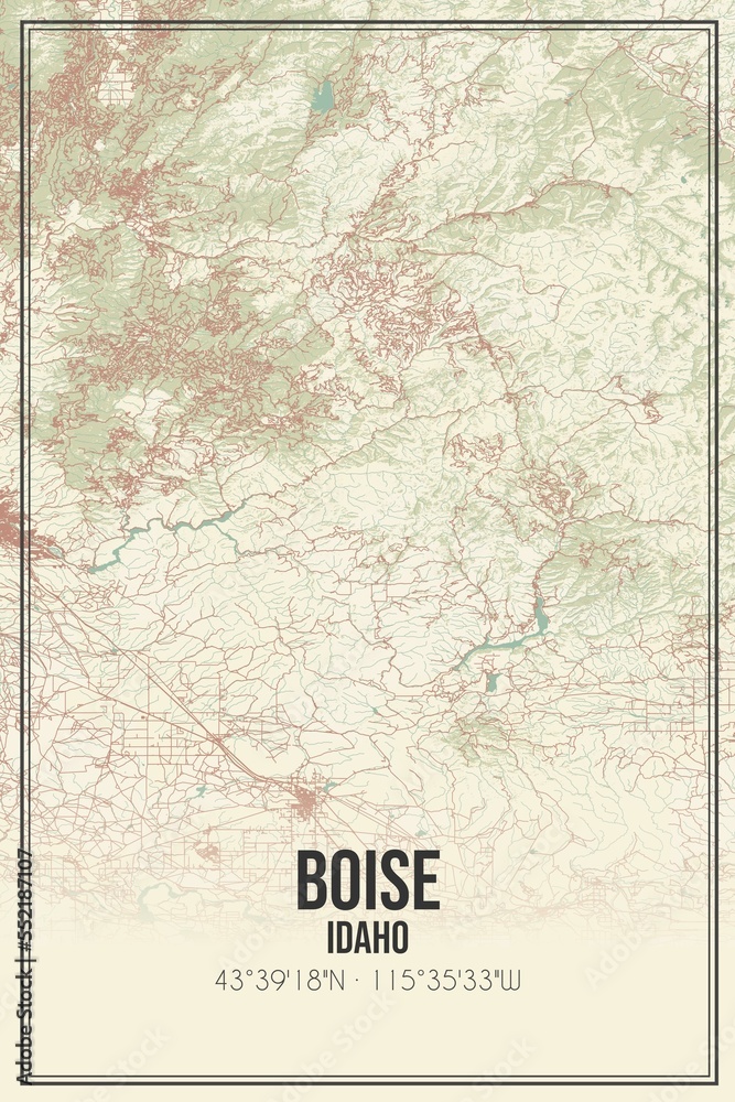 Retro US city map of Boise, Idaho. Vintage street map. Stock Illustration Adobe Stock
