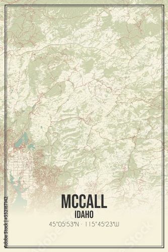 Retro US city map of Mccall, Idaho. Vintage street map. photo