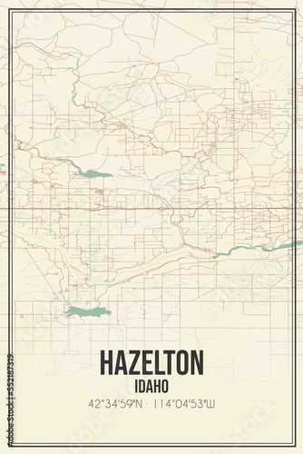 Retro US city map of Hazelton  Idaho. Vintage street map.
