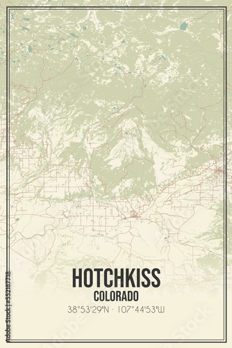 Retro US city map of Hotchkiss, Colorado. Vintage street map. photo