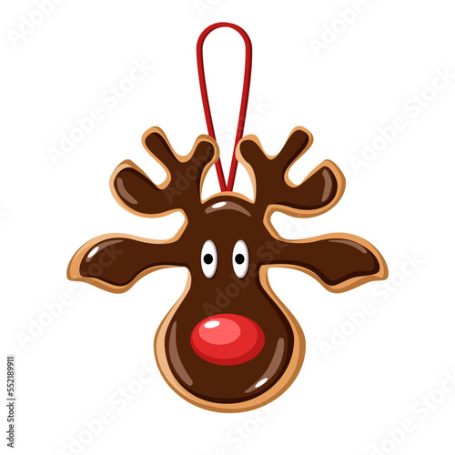 Christmas reindeer ginger cookie decoration vector illustration 