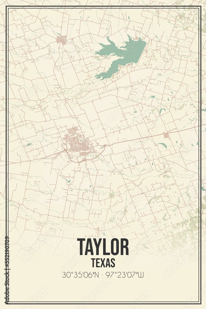 Fototapeta premium Retro US city map of Taylor, Texas. Vintage street map.
