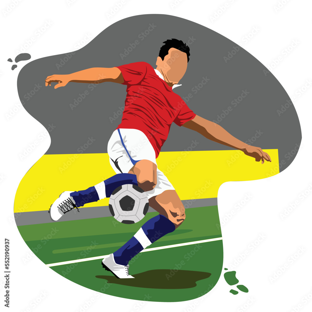 Obraz premium Sticker runs to dribble to score a goal