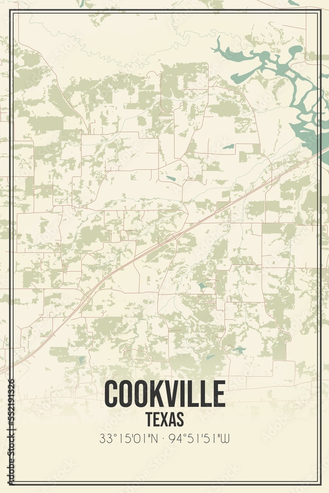 Fototapeta premium Retro US city map of Cookville, Texas. Vintage street map.