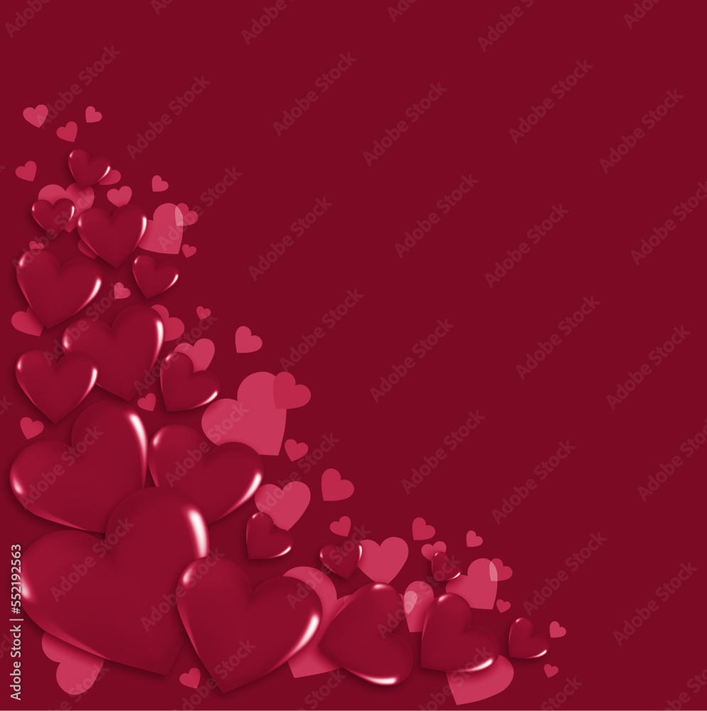 Valentine's Day greeting card. Background for a holiday card with red hearts.