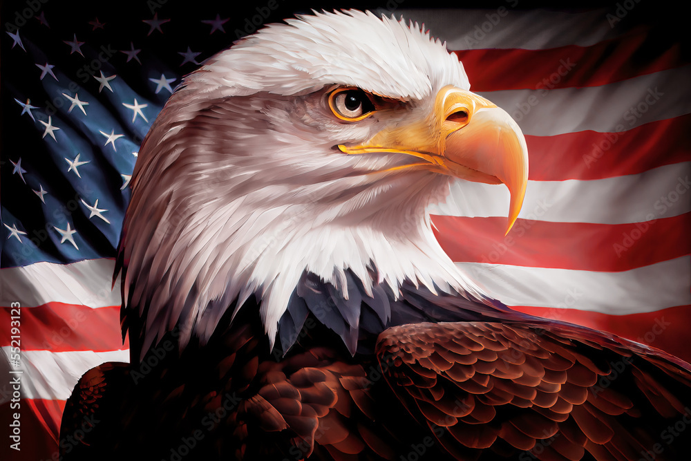 Illustration Of An American Bald Eagle In Front Of USA s Flag The Bald Illustration Of An American Bald Eagle In Front Of USA s Flag The Bald