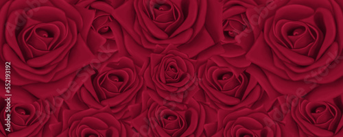 Beautiful red background for postcards and graphic works. Bright roses on a red background. Background  banner  space for text.