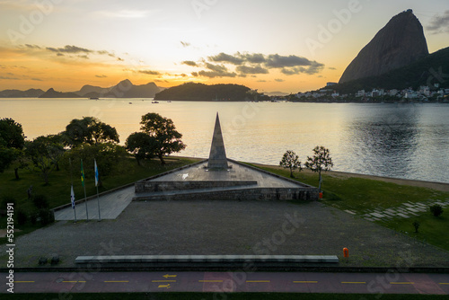 Monument and the Sugarloaf Mountain in Rio de Janeiro on Sunrise