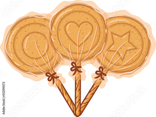 Korean Dalgona candy shapes with wrap and stick