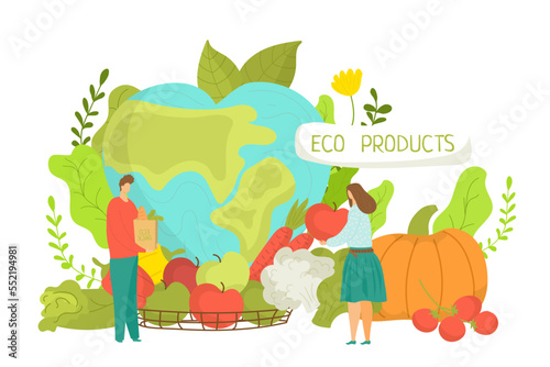 Eco food concept, healthy organic natural vegetables and fruits for fresh mar...