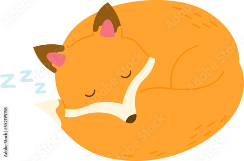 Cute sleeping fox flat icon Wild animal dreaming