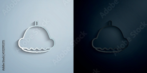 Pattypan squash paper icon with shadow vector illustration