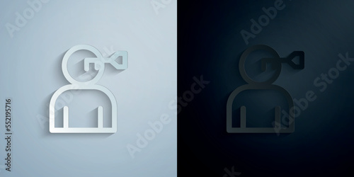 Human brain key paper icon with shadow vector illustration