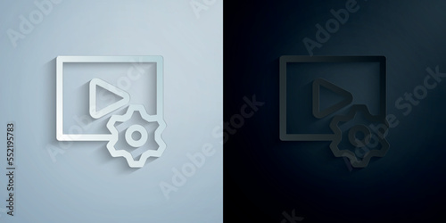 Video edit paper icon with shadow vector illustration