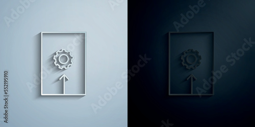 Settings paper icon with shadow vector illustration